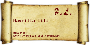 Havrilla Lili névjegykártya